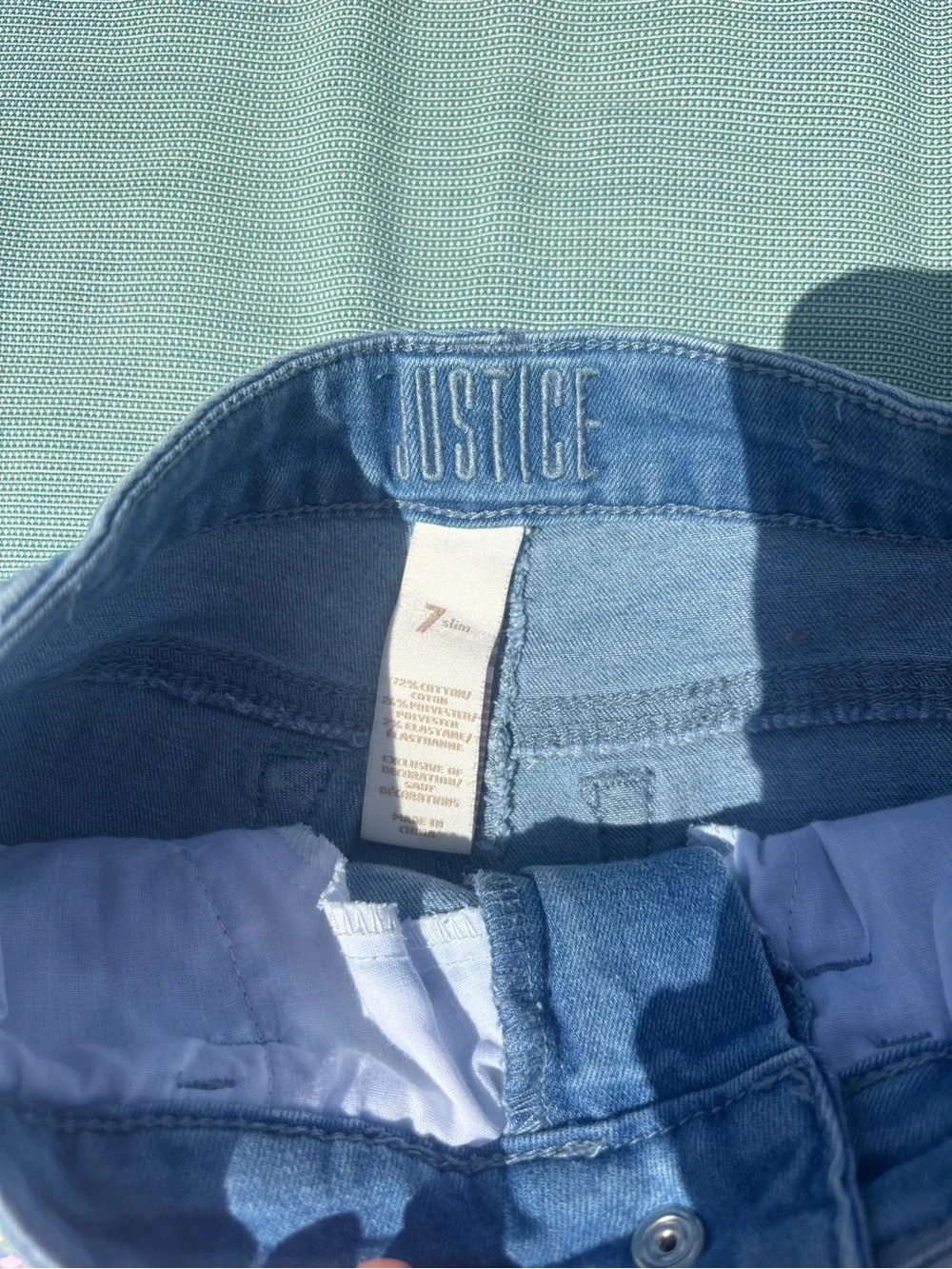 Justice Blue Denim Shorts with Multicolor Sequin Panels